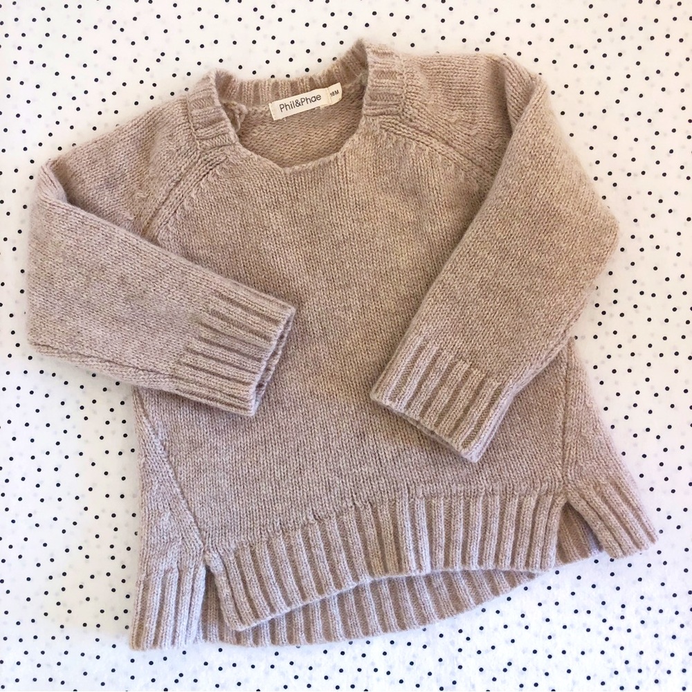 EUC Phil&Phae Chunky Knit Wool Sweater Baby Oat Melange Size 18 month 1-2 years
